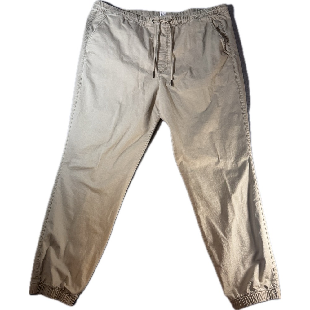 Gap Mens Khaki Jogger Pants Tan XL Elastic Waist Drawstring‎ Cotton Blend